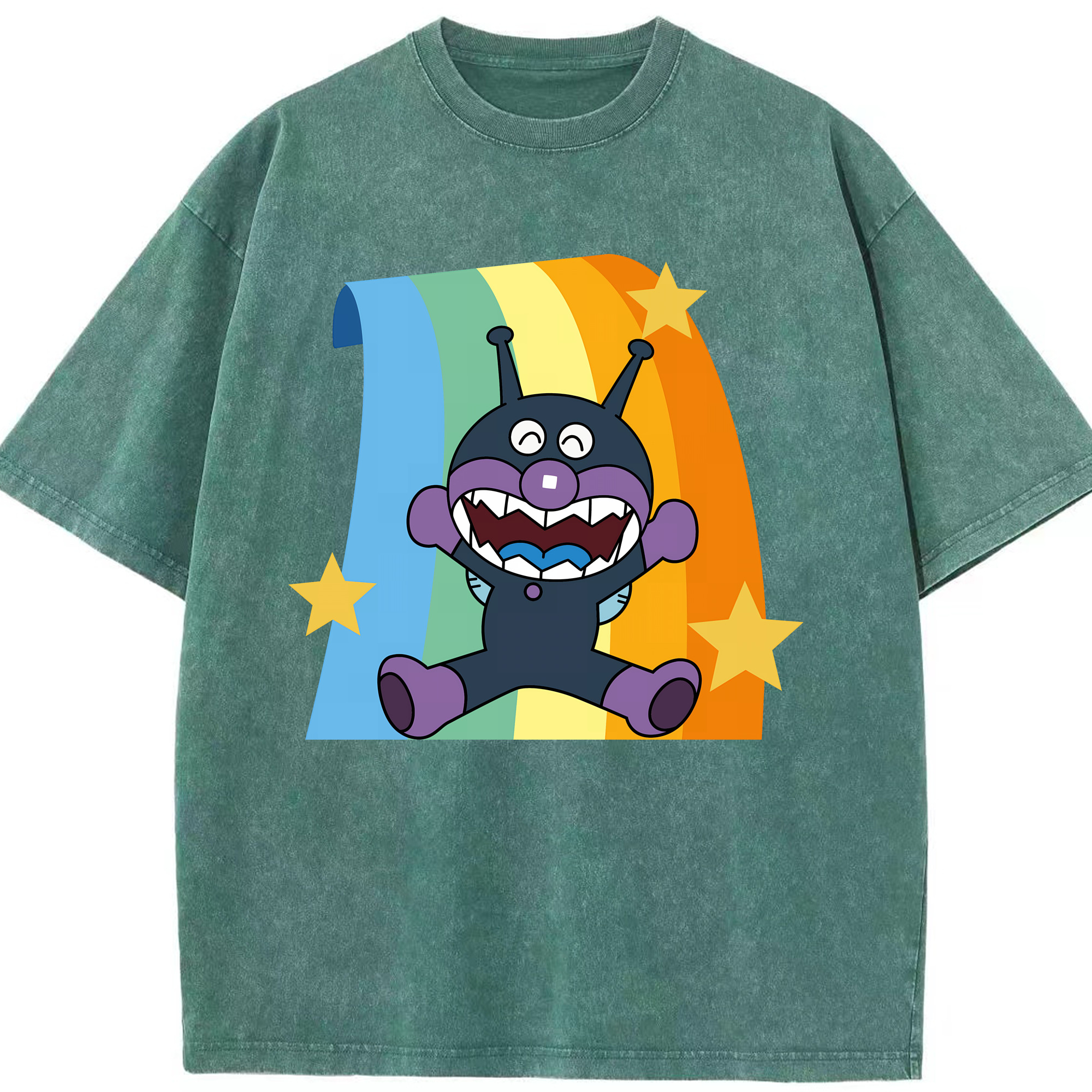 （画像用） アンパンマン Anpanman 綿100% ヴィンテージ風 半袖Tシャツ（フロントプリント）